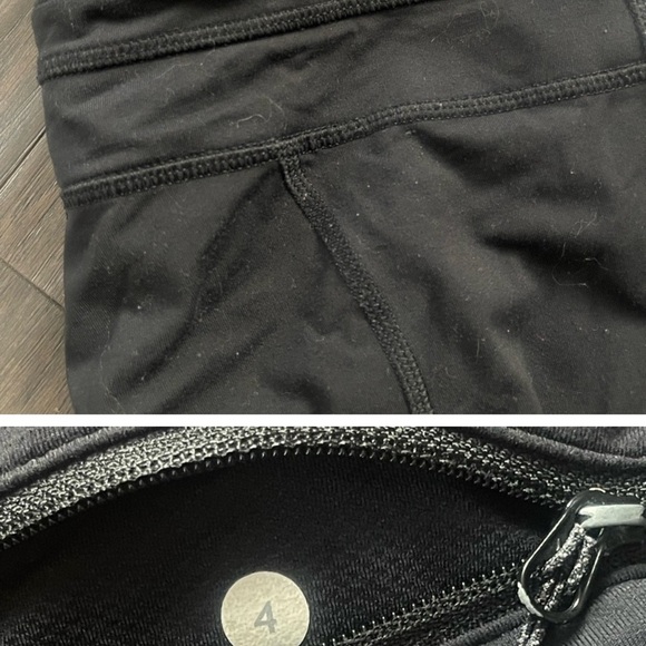 Lululemon Run Inspire Crop II Black Mesh Panel Leggings Size 4 - Picture 3 of 4